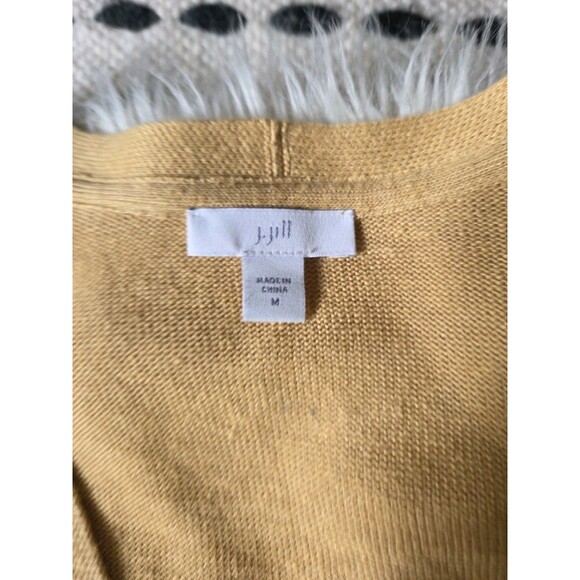 J.Jill Women's M Tan Linen Blend Cardigan 3 Button V-neck Minimalist Lagenlook - Picture 4 of 9